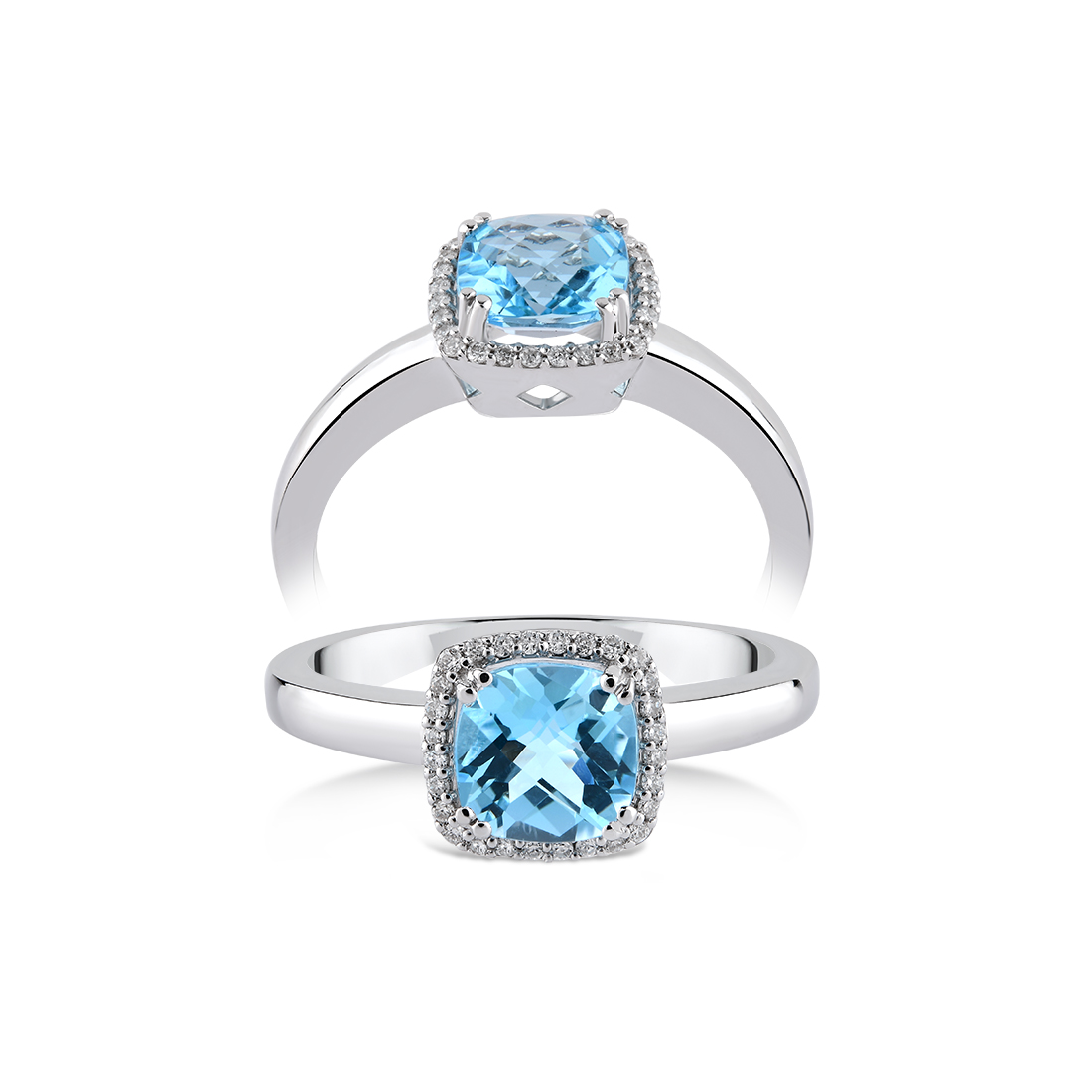 0,97 Karat Pırlanta Blue Topaz Yüzük 2800012674 / D Diamond